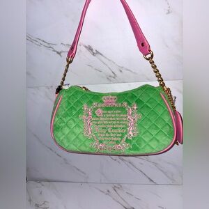 NWT Viral Juicy Couture Exclusive Velour Retro Green Juicy Tale Shoulder Bag